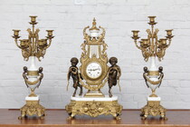 Clock set Louis XV France Bronze/Onyx 1940