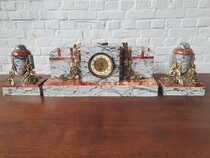 Clock set Art Deco Belgium Oak 1930