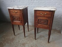 Nightstands (Pair) Art Nouveau Belgium Oak 1920