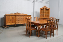 Dinningroomset Chippendale Belgium Oak 1920