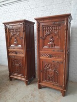 Cabinets (pair) Gothic Belgium Oak 1920