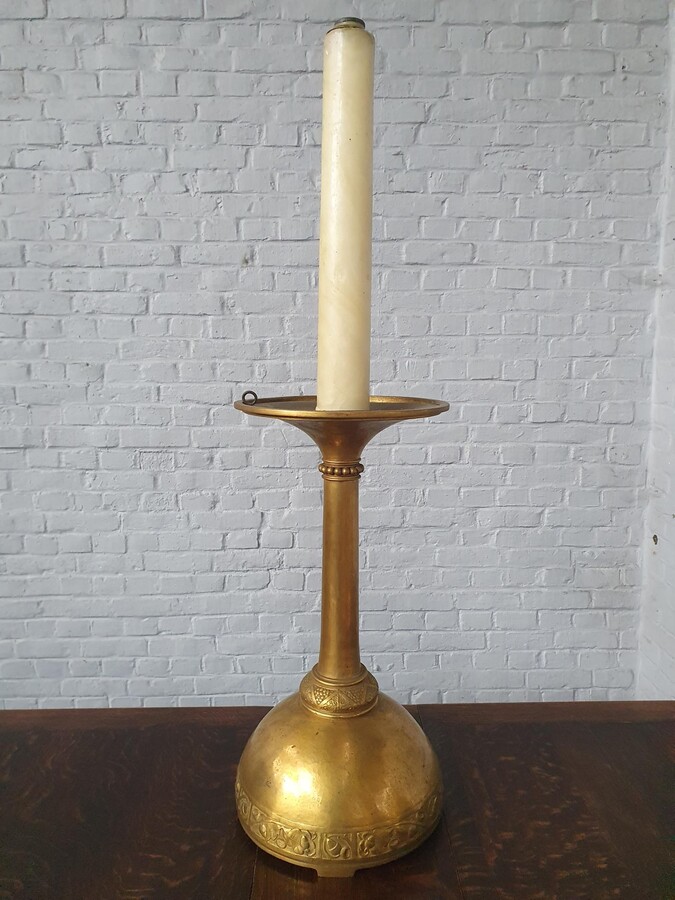 Antique Brass Church Candlestick 