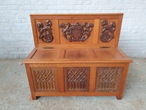 Hall Bench (small) Gothic Belgium oak 1920