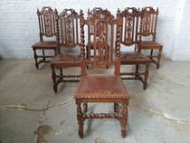 Chairs Hunting style France Oak 1890