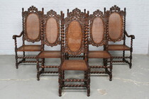 Chairs Jacobean  Belgium Walnut 1920