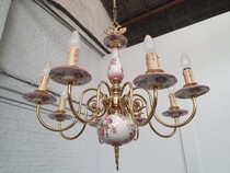 Chandelier Louis XV Belgium Porcelain 1950
