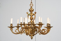 Chandelier (large) Louis XV Belgium Bronze (solid) 1940