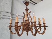 Chandelier (large) Louis XV Belgium Bronze (solid) 1920