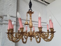 Chandelier (large) Louis XV Belgium Bronze 1940