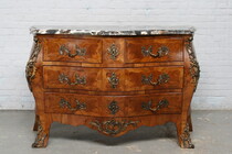 Chest of Drawers (marble top) Louis XV France Walnut/Bronze 1900