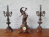 Clock set (large) Louis XV France Spelter (Zamac) 1890