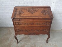 Secretary desk Louis XV (Country French) Belgium Oak 1920