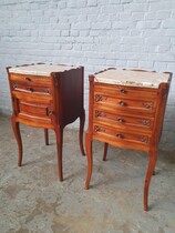 Nightstands (Pair) Louis XV France Walnut/Marble 1920