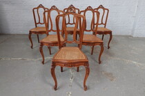 Table +  6 chairs Louis XV Belgium Oak 1890