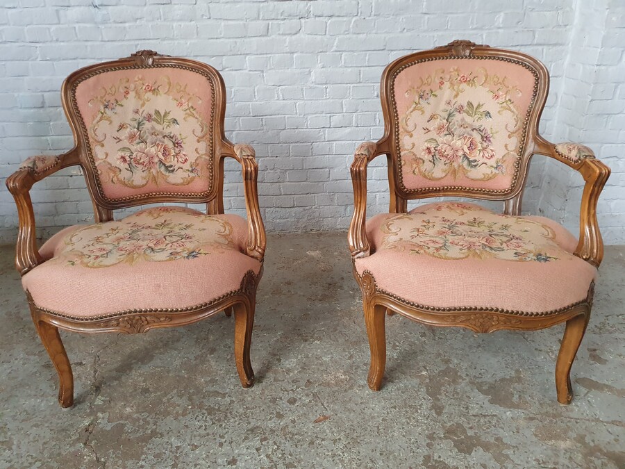 Louis XV (Tapestry) Armchairs (pair)