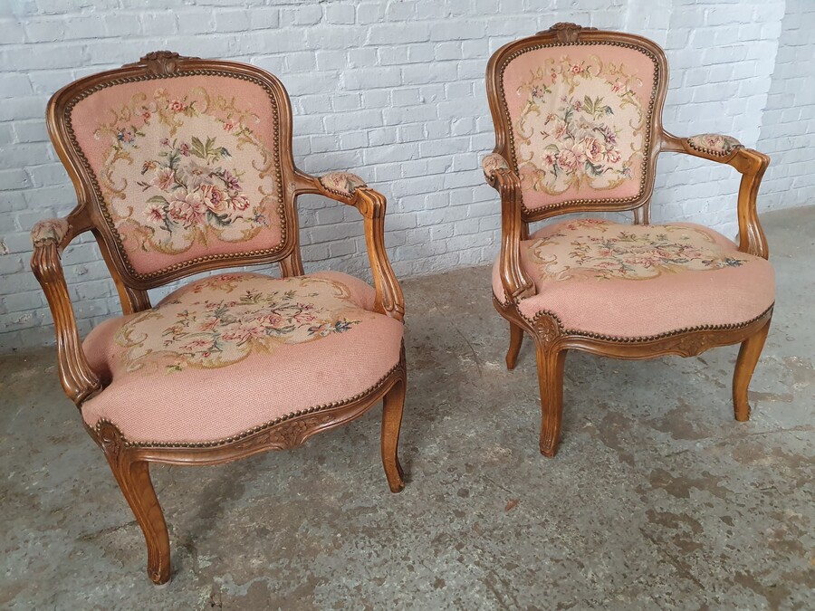 Louis XV (Tapestry) Armchairs (pair)