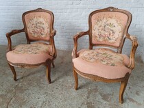 Louis XV (Tapestry) Armchairs (pair)