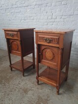 Nightstands (Pair) Louis XVI (Art Deco) Belgium Oak/walnut 1920