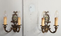 Wall sconces Louis XVI France Bronze/Porcelain 1920