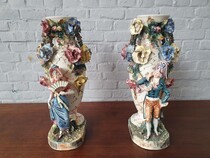 Vases Majolica France Pottery 1940