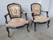 Armchairs (Tapestry) Napoleon III Belgium Mahogany 1860