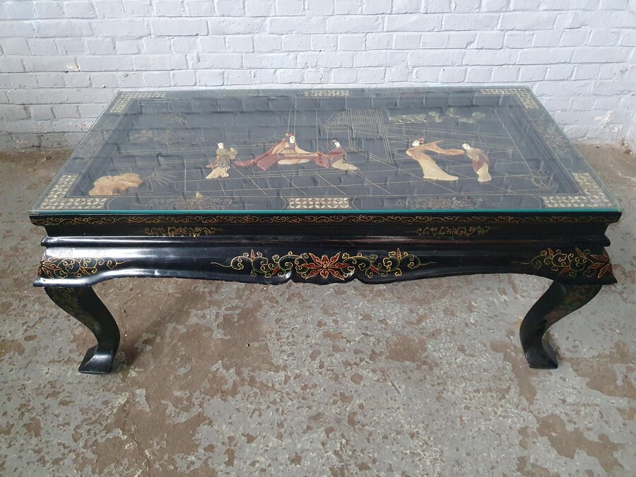 Oriental (Chinese) Coffee Table (Glass top)