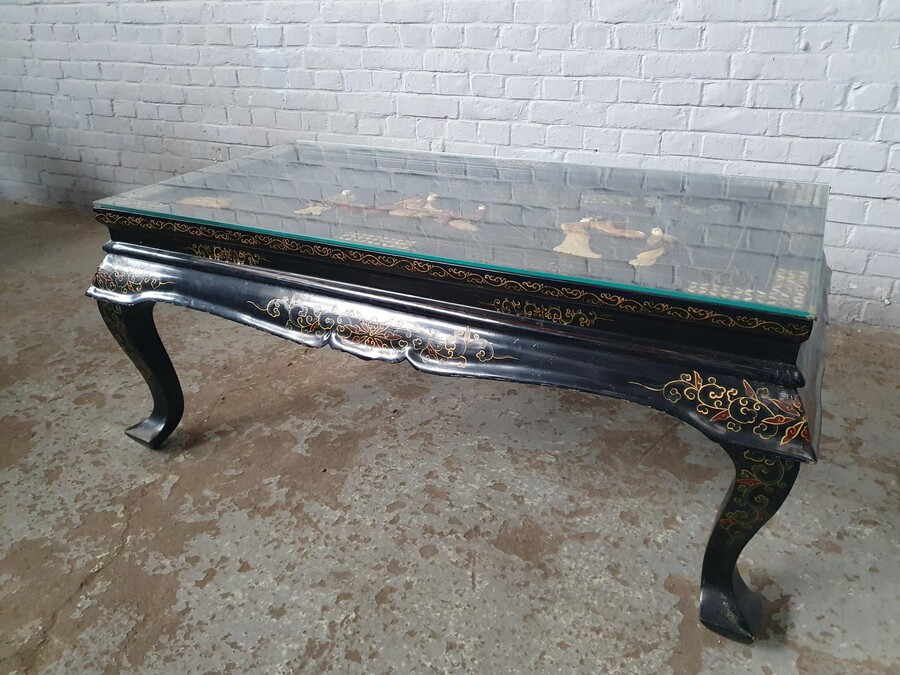 Oriental (Chinese) Coffee Table (Glass top)