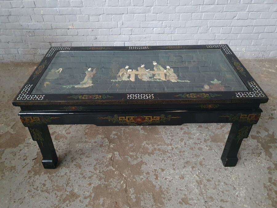 Oriental (Chinese) Coffee Table (Glass top)