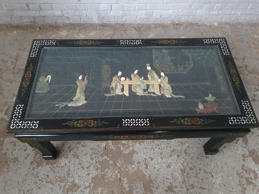 Oriental (Chinese) Coffee Table (Glass top)