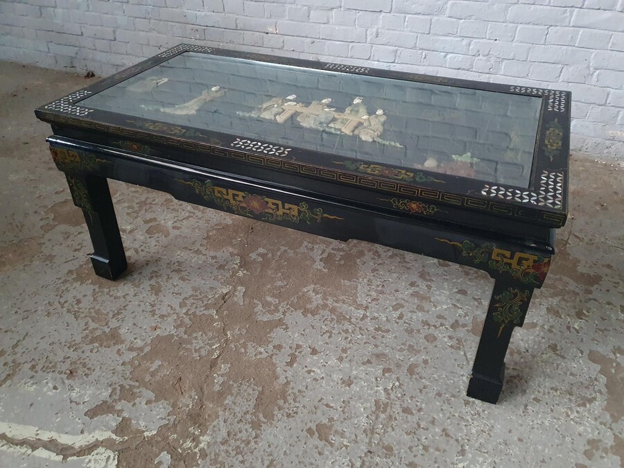 Oriental (Chinese) Coffee Table (Glass top)