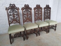 4 Chairs Renaissance Belgium Oak 1890