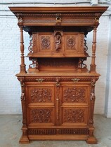 Buffet (cabinet) Renaissance Belgium Oak 1900