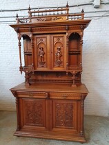 Buffet (cabinet) Renaissance Belgium Oak 1900