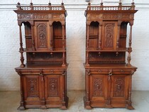 Buffets (Cabinets) Renaissance Belgium Oak 1900