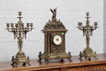 Clock set Renaissance France Bronze 1900