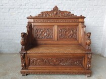 Hall Bench Renaissance France Oak 1900