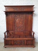 Hall Bench Renaissance Belgium Oak 1900