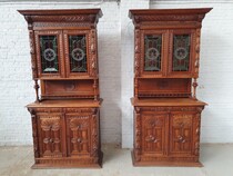 Cabinets (pair) Renaissance (Mechelen) Belgium Oak 1900
