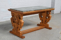 Coffee Table (Marble top) Rococo Belgium Walnut 1920