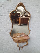 Console + mirror Rococo Italy Wood 1970