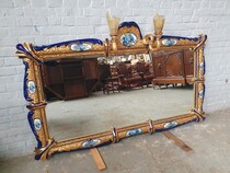Mirror + Sconces Rococo (Louis XV) Italy Porcelain / Gold 1960