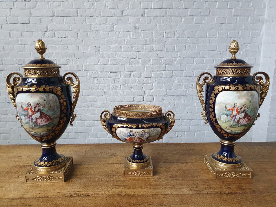 Sevre (Limoge) Vase Set