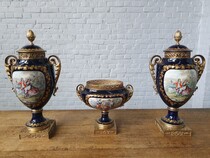 Vase Set Sevre (Limoge) France Bronze/Porcelain 1920