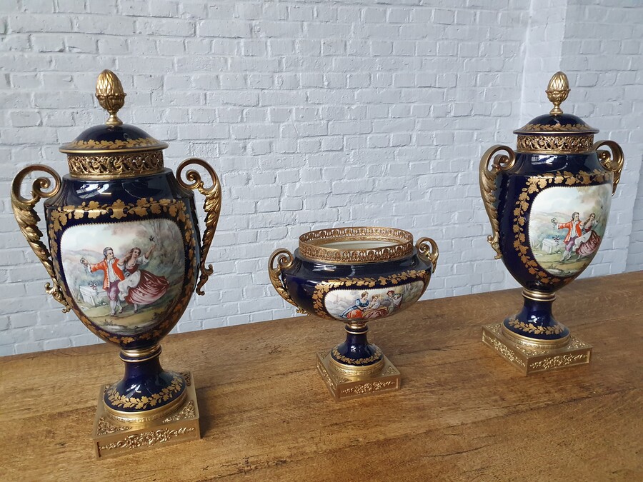 Sevre (Limoge) Vase Set