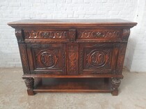 Sideboard (small) Tudor style Belgium Oak 1920